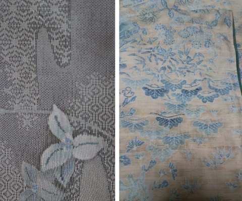 白大島紬と真綿系紬の着物