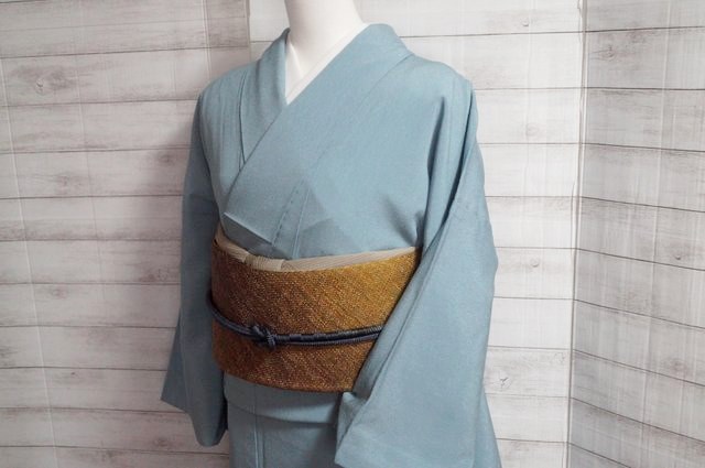 Sold Out【単衣】色無地・さんび・一つ紋・洗える着物・裄67.5 cm