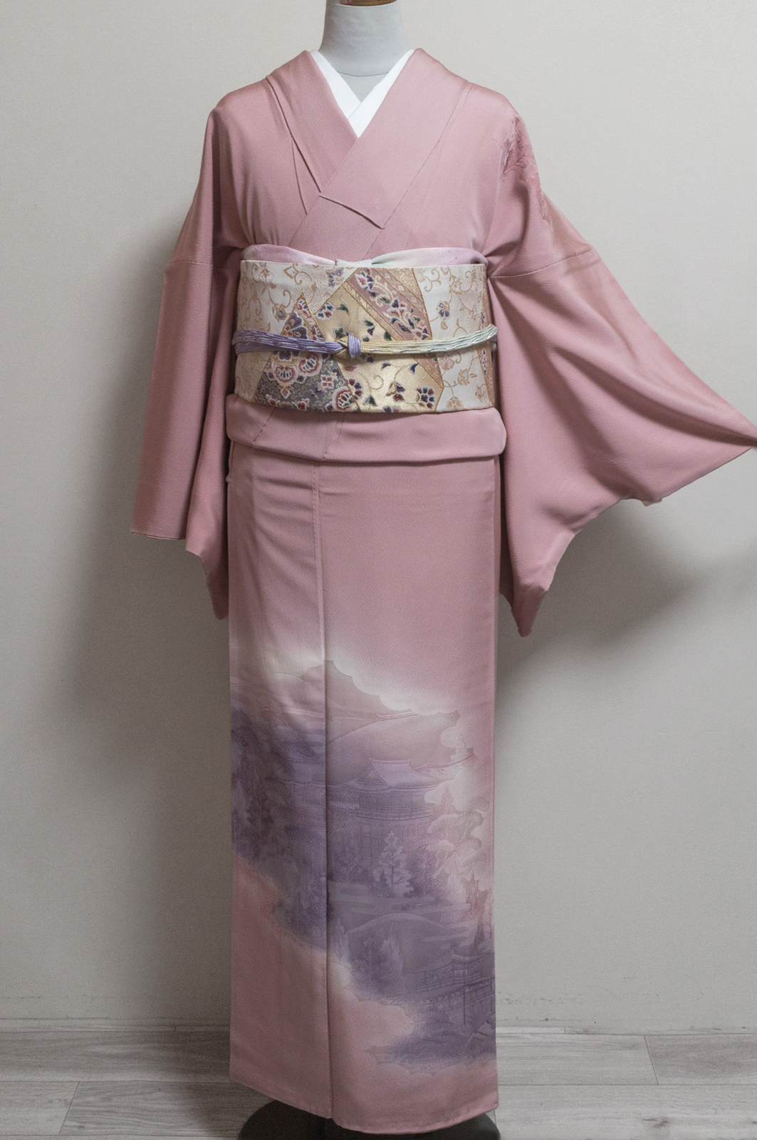 ピンク紫京名所付下げ