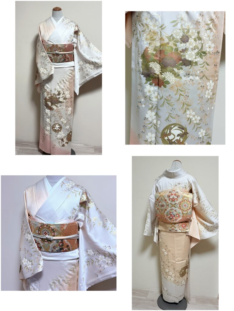 訪問着枝垂れ桜花丸紋
